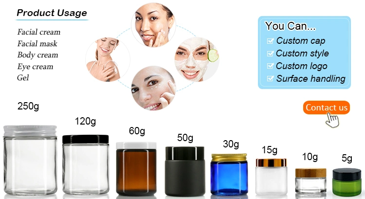 5g 10g 15g 1oz 2oz 4oz 8oz Luxury Clear Amber Frosted Straight Sided Face Cream Glassware Container Glass Cosmetic Jar with Lid for Cosmetic Body Butter