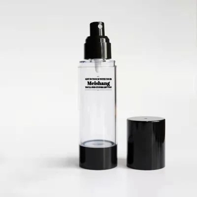 Stock15ml 30ml 50ml 80ml 100ml 120ml Black Round PP Cosmetic Pump Airless Bottle