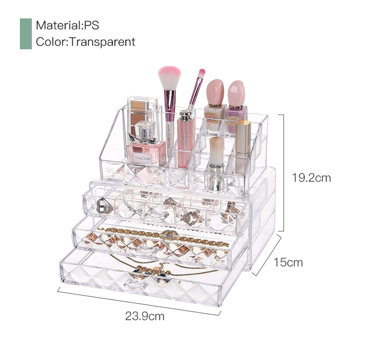 Dresser Plastic Cosmetic Facial Tools Mask Storage Bin Multidrawers Acrylic Transparent Makeup Drawers Storage Organizer Set