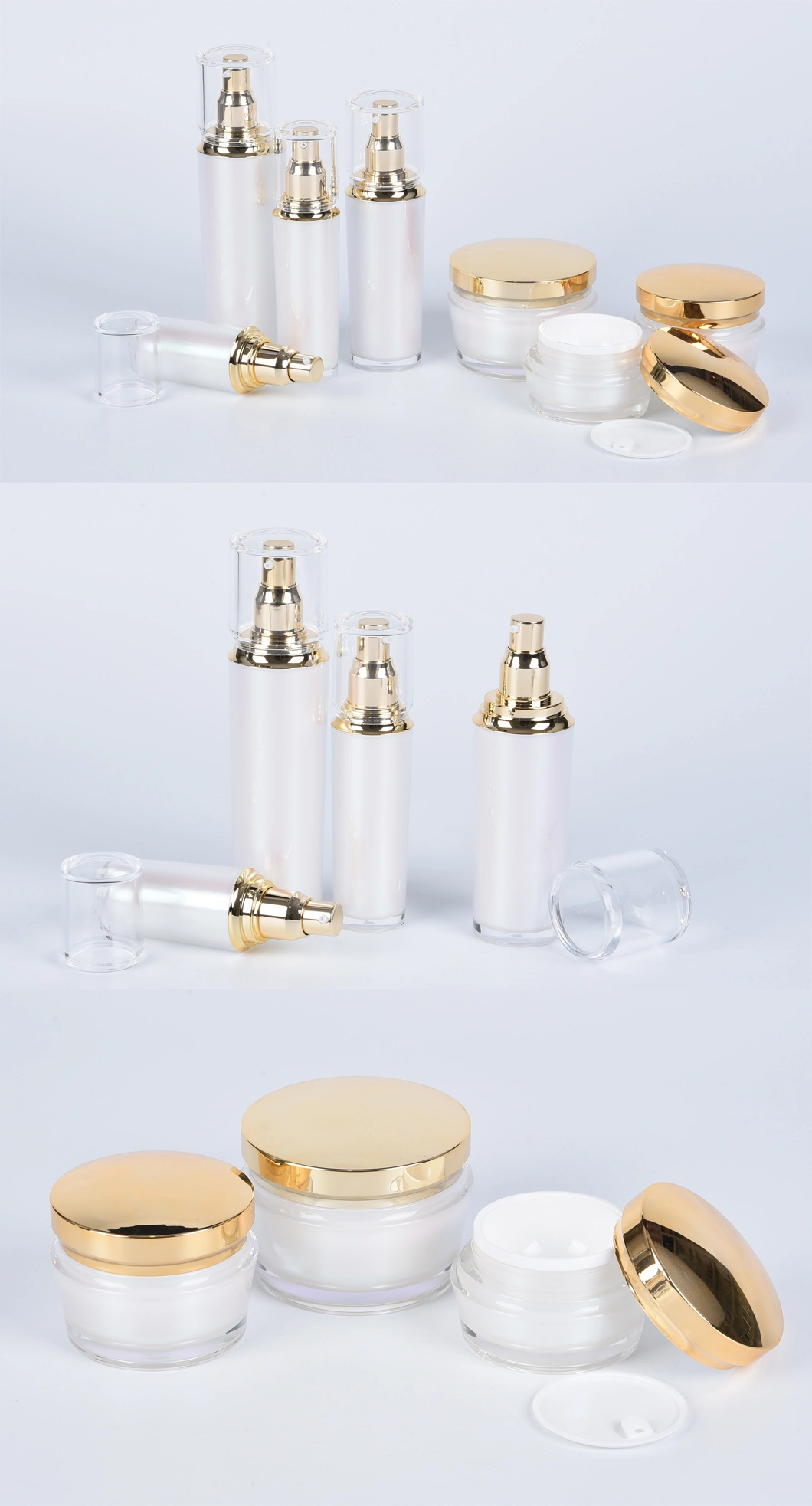 Luxury Skincare Packaging Plastic 30ml 50ml 80ml 100ml Acrylic Cosmetic Cream Jars and Lotion Bottles