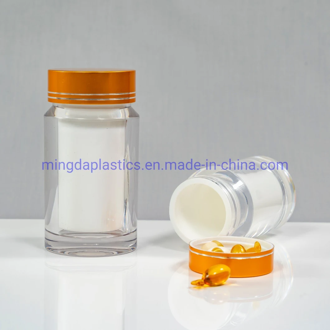 80ml Double Wall Clear Acrylic Similiar Nutrition Jar Chrome Plastic Packaging Supplement Pet Round Bottle Supplier