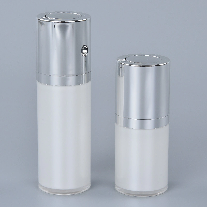 Luxury Acrylic Plastic Refillable White 15ml 30ml 1 Oz 50ml Lotion Serum Airless Pump Cosmetic Bottles