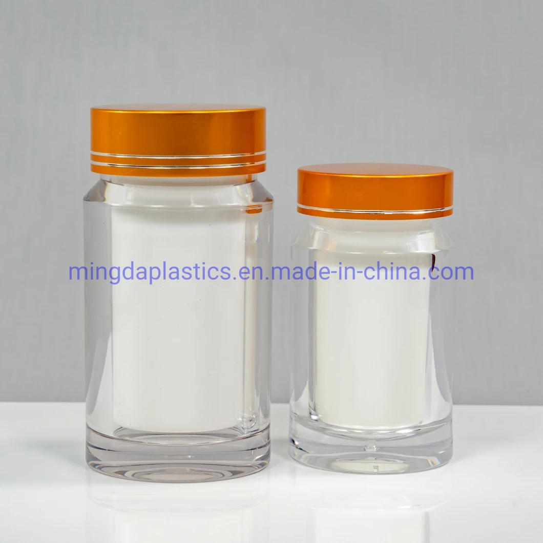 80ml Double Wall Clear Acrylic Similiar Nutrition Jar Chrome Plastic Packaging Supplement Pet Round Bottle Supplier