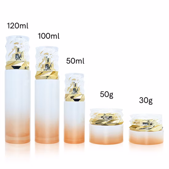 Cosmetic Containers Acrylic White Straight Round 60ml100ml120ml Lotion Pump Bottle Skincare Packaging Set
